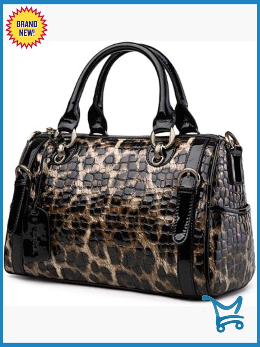 Genuine Leather Satchel Tote with Detachable Strap, Crossbody Shoulder Bag